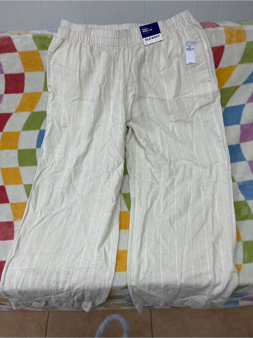 NWT-Old Navy Women's Cream Linen-Blend Casual Pants